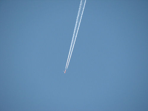 Trail in the blue sky